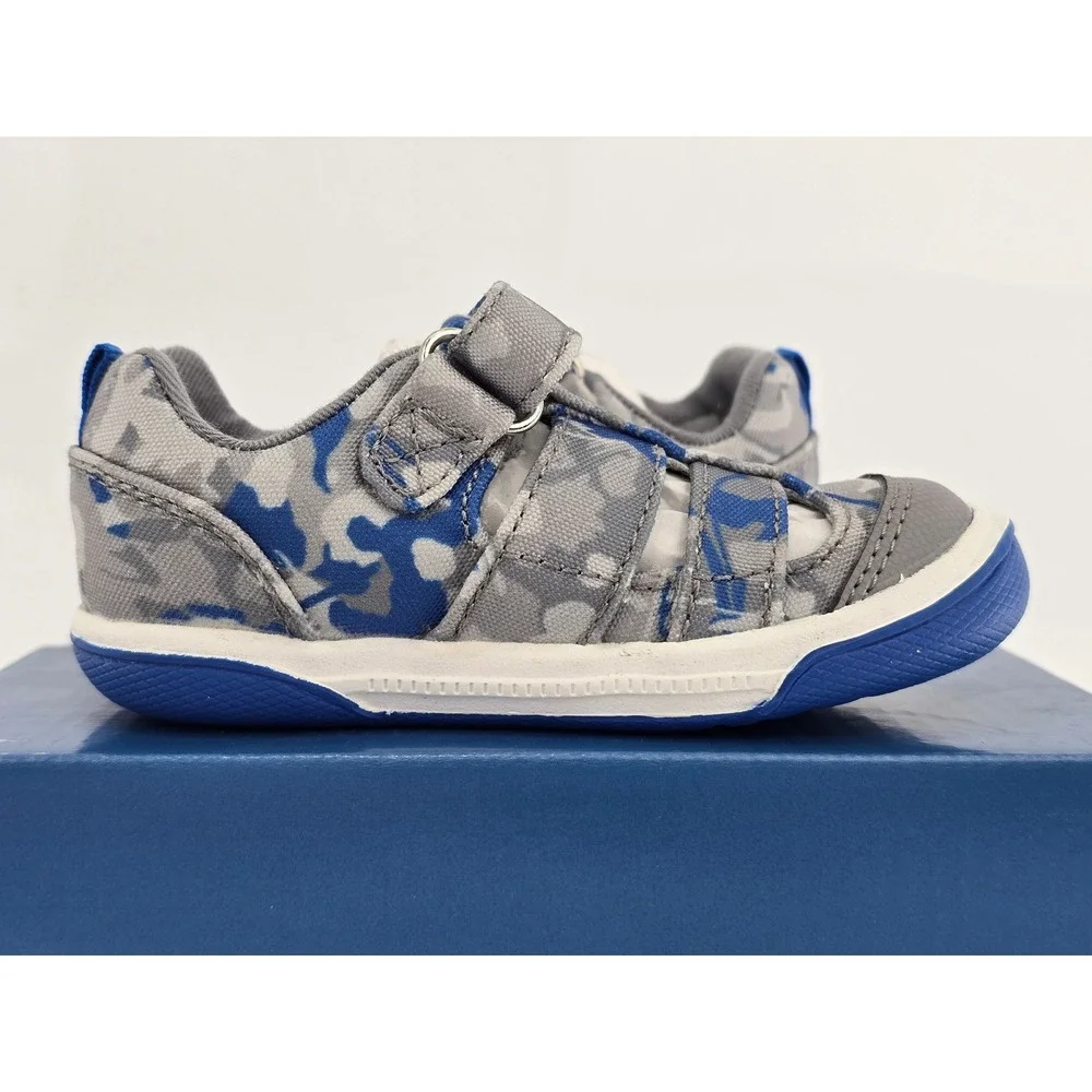 Stride Rite Hadley‎ 2.0 Boys 5.5M Grey Camo Hook Loop Sandals -NEW